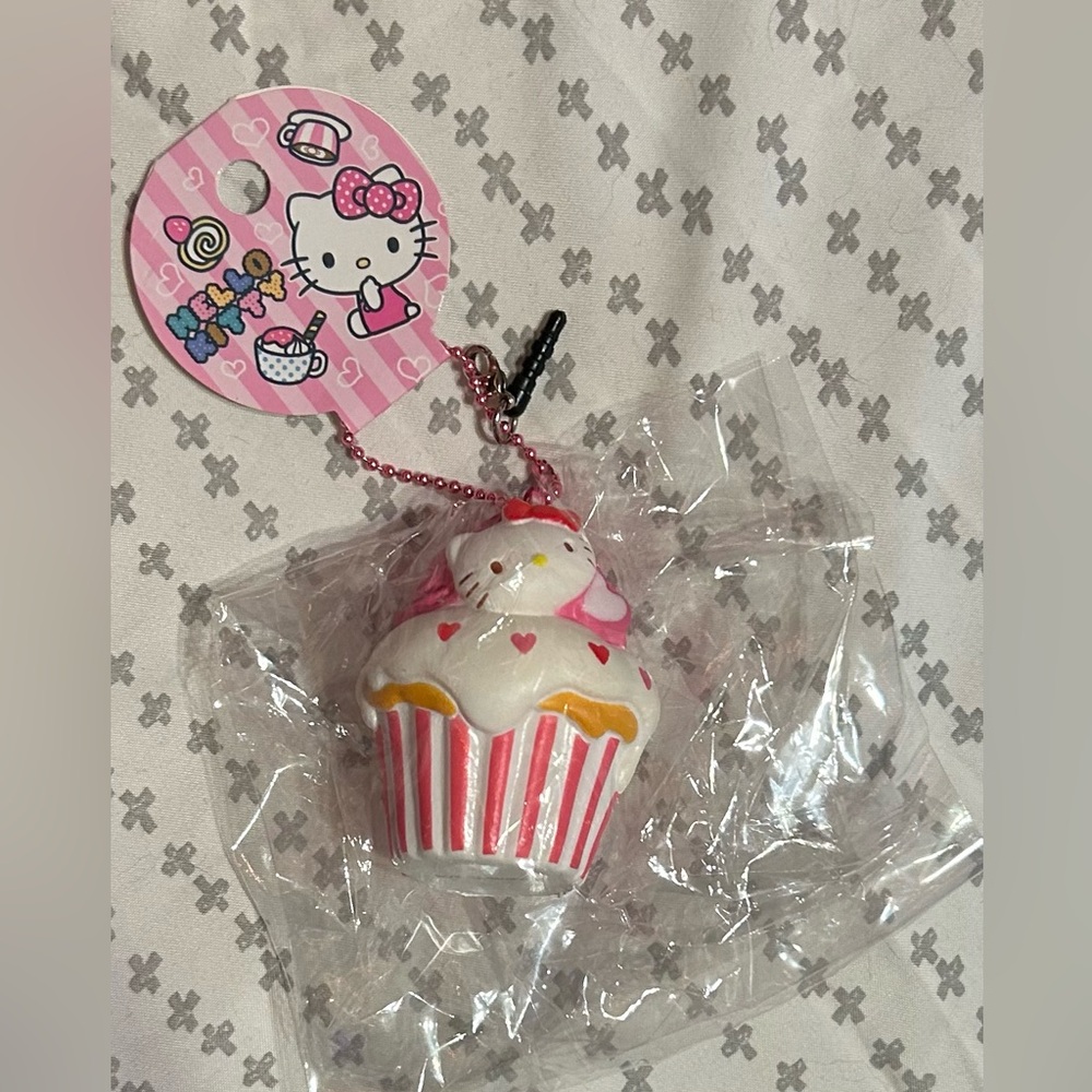 RARE Hello Kitty Pink and White Cupcake Squishy